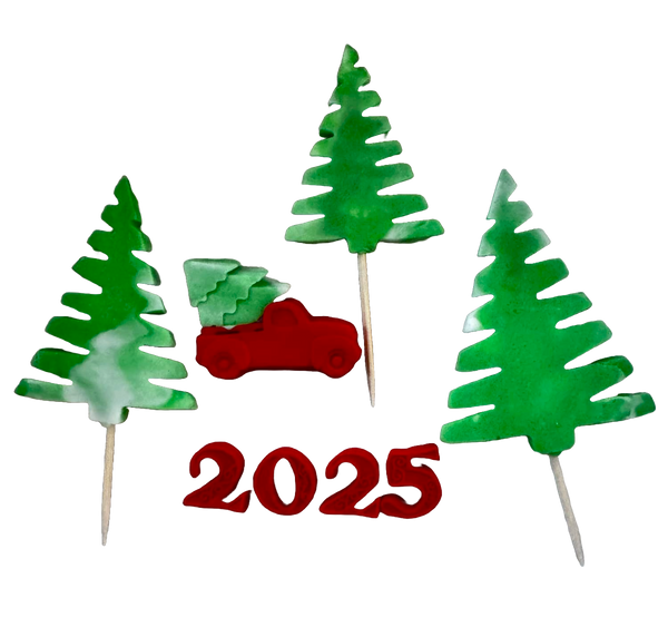 Set mit 5 essbaren Zuckerpastendekorationen, Happy Birthday, 2025