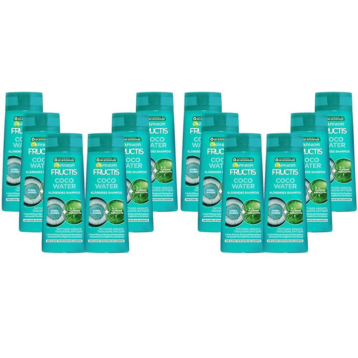 Garnier Klärendes Shampoo Gegen Einen Fettigen Haaransatz Und Trockene Spitzen, Mit Kokoswasser Für Kraftvolles Haar, Fructis Coco Water, 6 X 250 Ml