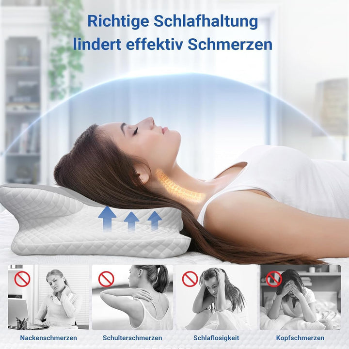 Hothands Pernă din spumă de memorie Pernă ortopedică ergonomică, pernă pentru ameliorarea durerilor laterale, dorsale și abdominale și îmbunătățirea calității somnului, 62X41X13/11Cm