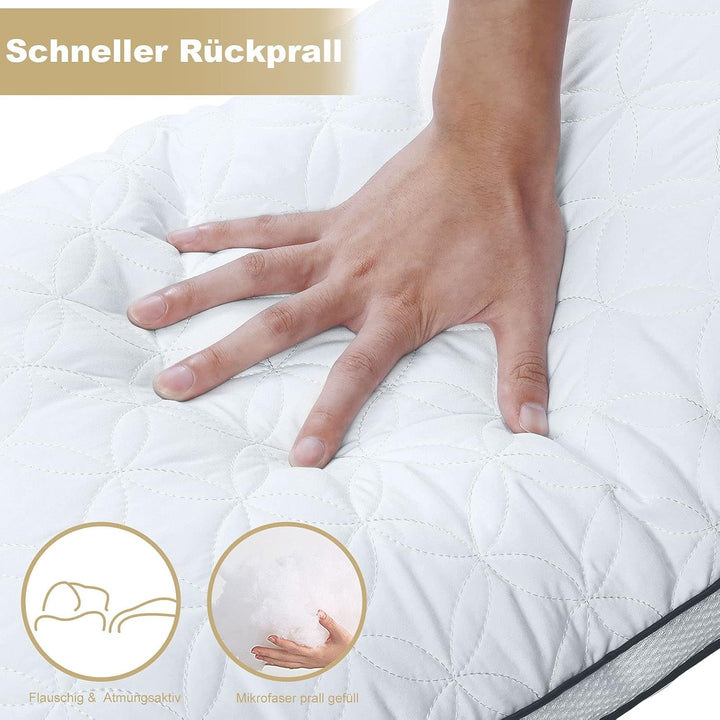 Pernă Bedstory 40X80Cm Set de 2 perne, pernă de dormit din microfibră 2X950G, pernă de pat respirabilă și lavabilă, ideală pentru un somn odihnitor profund, certificată Oeko-Tex