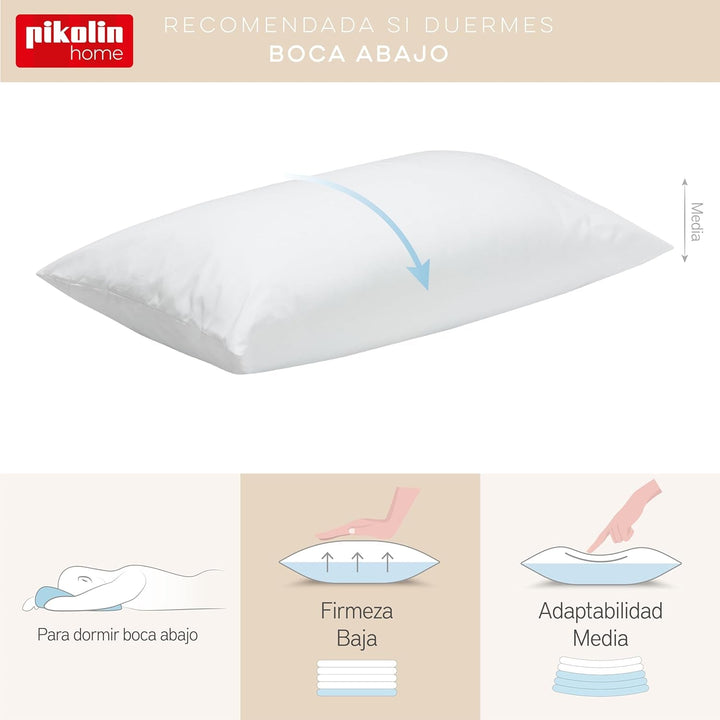 Pikolin Home Pachet de 2 perne din fibre hipoalergenice, acoperire exterioară din bumbac cu tratament anti-acarieni - fermitate redusă, fundul gurii de dormit, 60 cm, 60 X 40 cm