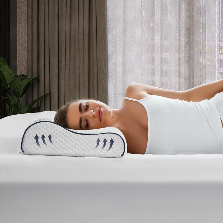 Z-Hom pernă de susținere a gâtului, pernă din spumă cu memorie, pernă pentru dormit lateral, pernă ergonomică, pernă anti sforăit, pernă ortopedică de dormit, husă detașabilă (49 X 30 X 7/10 Cm)
