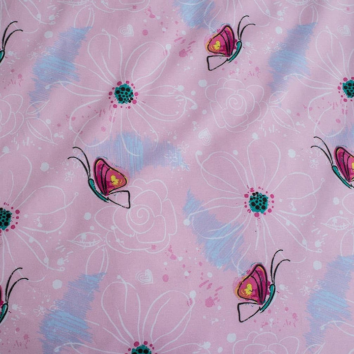 Minnie Maus Kinder Bettwäsche Set Schmetterling Butterfly Rosa 100X135 Cm, 40X60 Cm, 100% Baumwolle