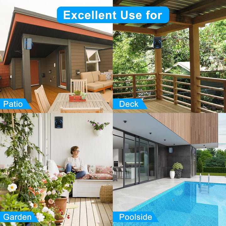 STUDIOFINIX 6,5 Zoll 800 Watt Wasserdicht Außenlautsprecher Outdoor-Lautsprecher Wandmontage-Lautsprecher Für Haus Terrasse Veranda Garten Überdachte Terrasse (2 Paar, Schwarz)