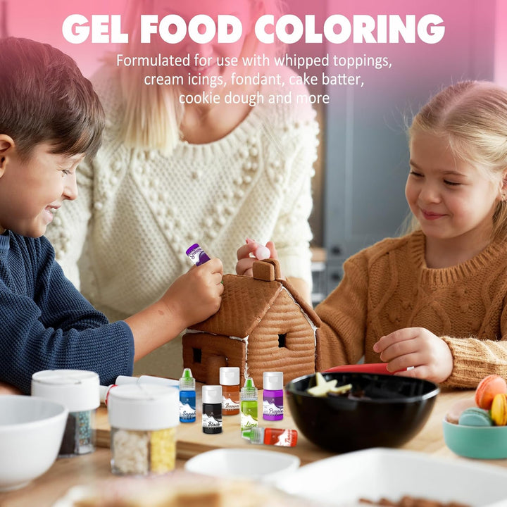 Lebensmittelfarbe Gel - 12 Farben Konzentrierte Gel Lebensmittel Farben Für Kuchen Dekoration, Backen, Kekse, Macaron - Zuckerfrei Food Coloring Für Getränken, Tortendeko, DIY Slime, Osterei - 10Ml Je