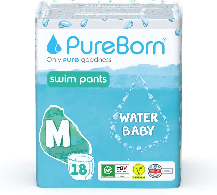 Pureborn Schwimmwindeln, Baby Swim Pants Größe L (9-14 Kg), 18 Stück, Für Strand Und Pool, Ultraweich, Elastisch, Auslaufsicher, Dermatologisch Getestet, Sommerdrucke