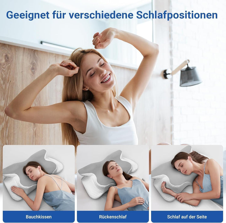 Hothands Pernă din spumă de memorie Pernă ortopedică ergonomică, pernă pentru ameliorarea durerilor laterale, dorsale și abdominale și îmbunătățirea calității somnului, 62X41X13/11Cm