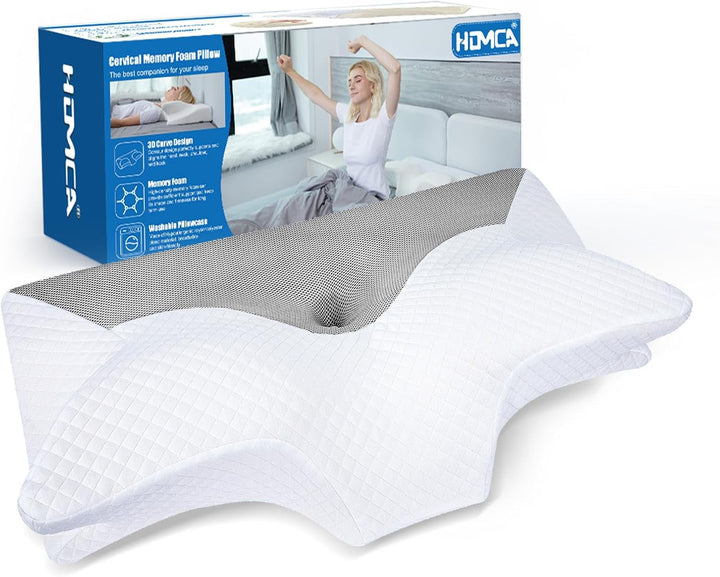 Pernă ortopedică din spumă de memorie pentru susținerea gâtului pernă pentru coloana cervicală Pernă ergonomică pentru dureri de spate, laterale și abdominale, 70X40X8.5/14Cm