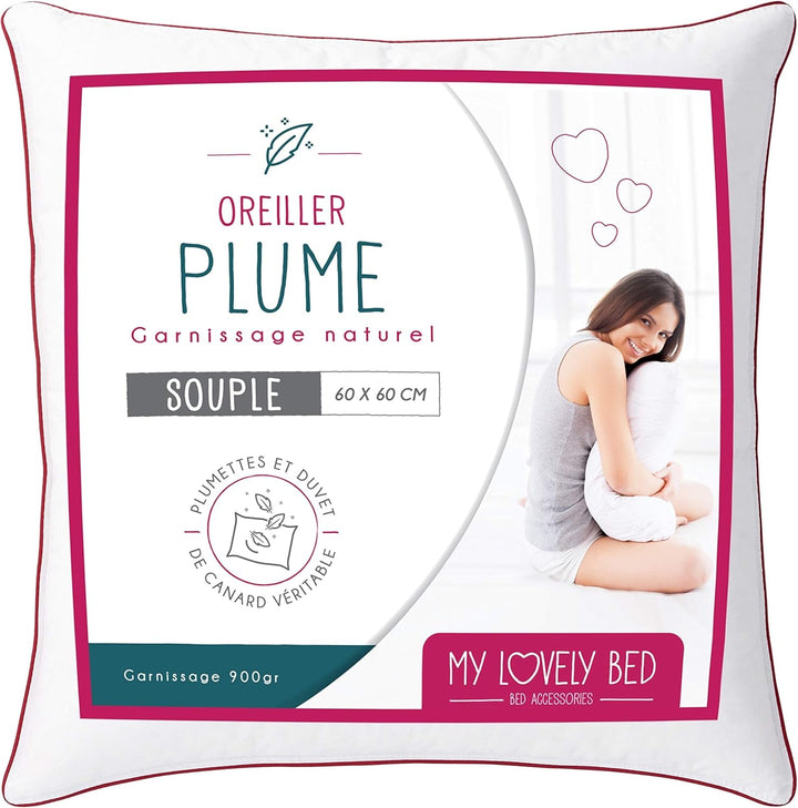 Pernă naturală 50X70 Cm - Umplutură pene și puf - Husă 100% bumbac - Pufoasă și moale - De înaltă calitate - Ultra Comfort - Rectangulară