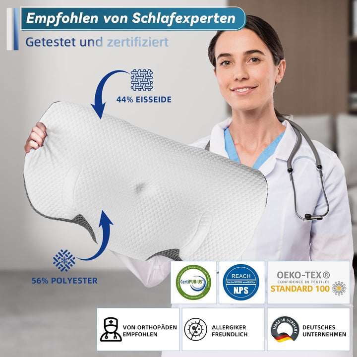 IDEA Pernă pentru dureri de gât, pernă ortopedică fabricată din pernă din spumă de memorie, pernă ergonomică pentru gât pernă pentru sprijin optim, pernă anti-sforăit pentru dormitul lateral, dorsal și abdominal