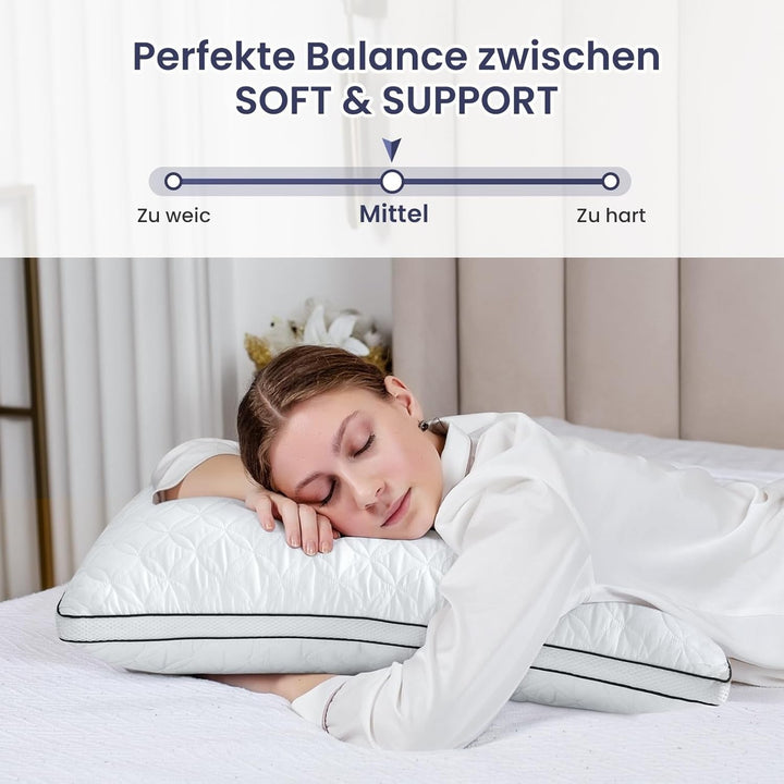 Pernă Bedstory 40X80Cm Set de 2 perne, pernă de dormit din microfibră 2X950G, pernă de pat respirabilă și lavabilă, ideală pentru un somn odihnitor profund, certificată Oeko-Tex