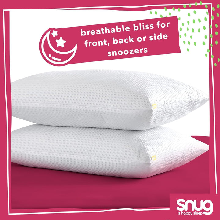 Pernă Snug Blissful Bedtime, calitate hotelieră de lux, suport mediu pentru cei care dorm în față, pe spate și lateral, ecologică, hipoalergenică și lavabilă la mașină, 2 bucăți