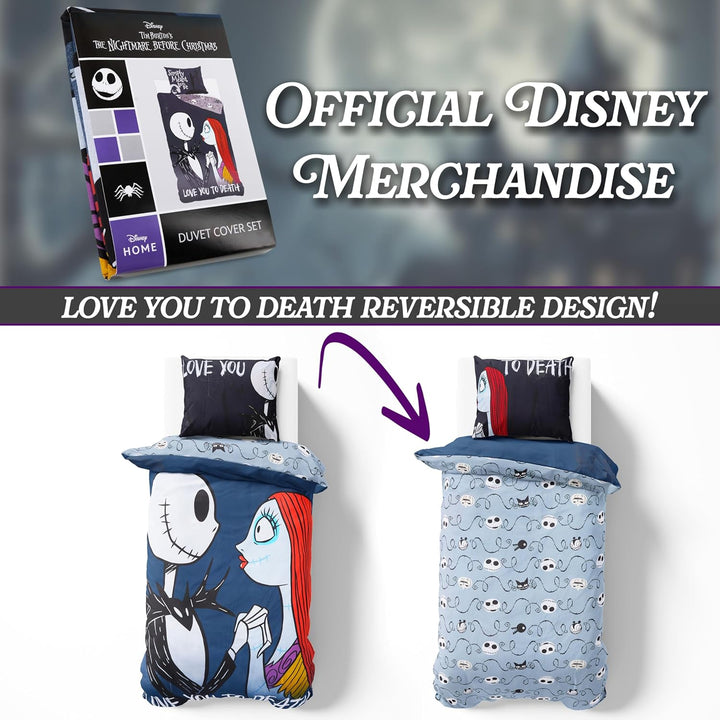 Stitch Bettbezug Set Für Mädchen & Teenager, Kinder Bettwäsche - Verschiedenen Größen (Schwarz Jack Sally Einzel)