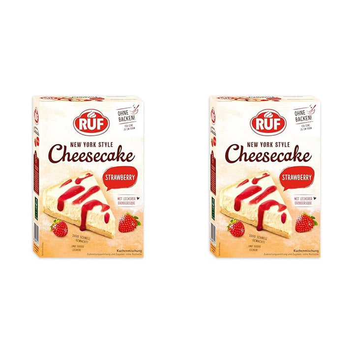 RUF New York Cheesecake Strawberry No Bake, Cheesecake american original cu sos de căpșuni, 360 grame