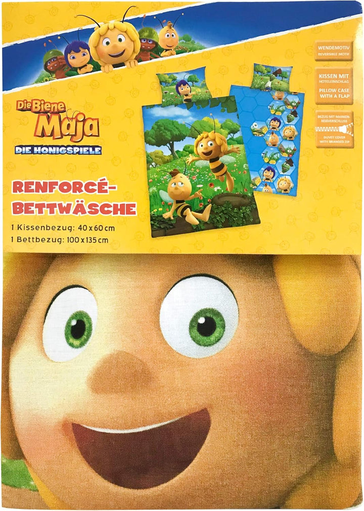 Herding BIENE MAJA Kleinkinder-Bettwäsche-Set, Wendemotiv, Bettbezug 100 X 135 Cm, Kopfkissenbezug 40 X 60 Cm, Baumwolle/Renforcé